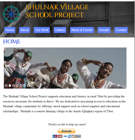 Front page of website for Shulnak Village School Project.