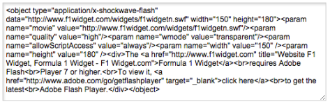 flash code used to generate  widget data on non-wordpress websites