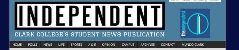 This is a screen shot of the banner for the website The Independent at Clark College.